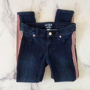 Cat & Jack Super Rose Gold Tuxedo Striped Skinny Jeans, Indigo, Size 7
